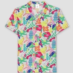 Hello Kitty Colorful Graphic Short Sleeve Shirt Size L